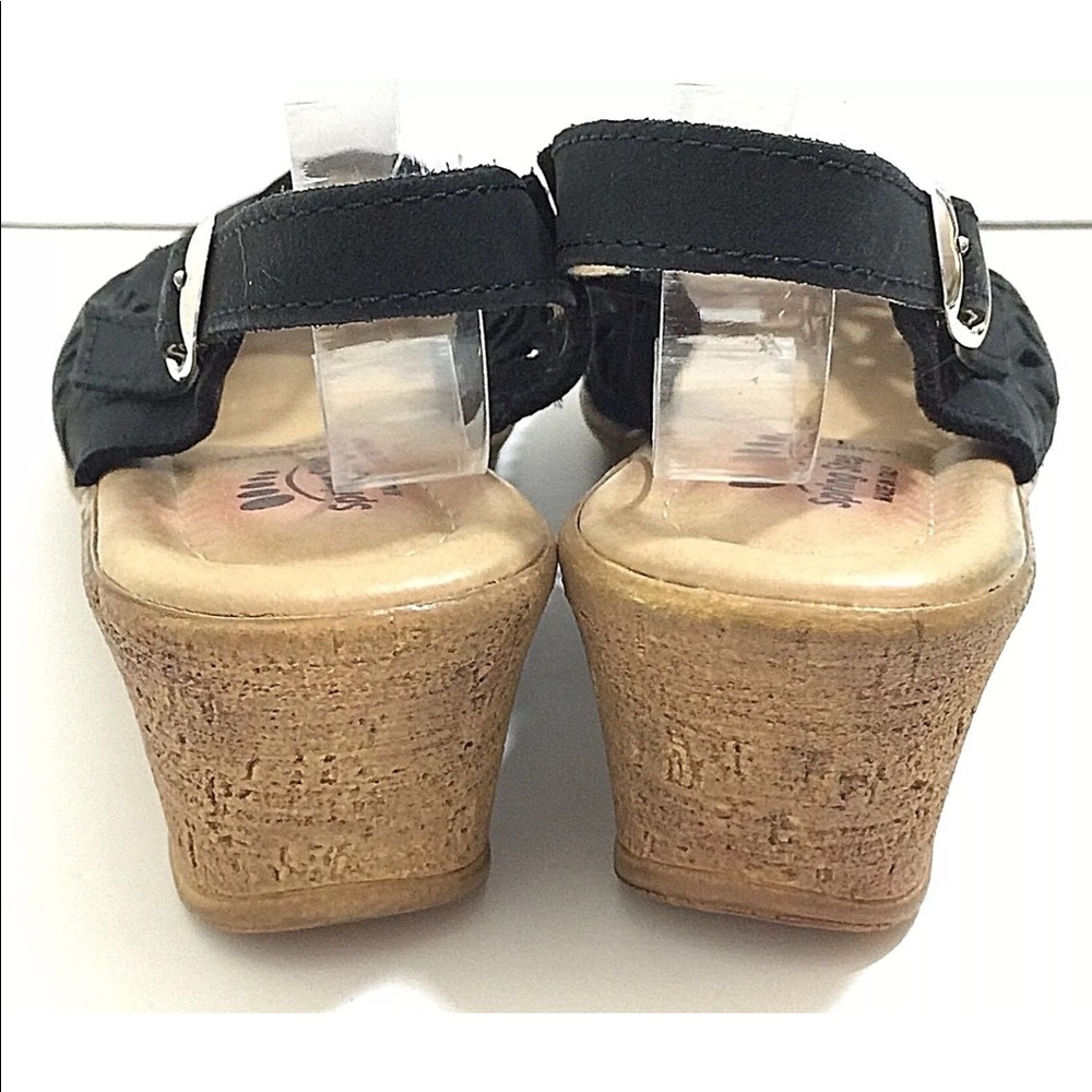 Spring Step Black Wedge Sandals EU 38 US 7.5 8 - Picture 4 of 6